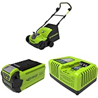 Los mejores  - Greenworks Tools 2511507 Escarificador- 40 V + Batería G40B25 2ª generación (pack de 2) + Cargador Rápido de Batería…